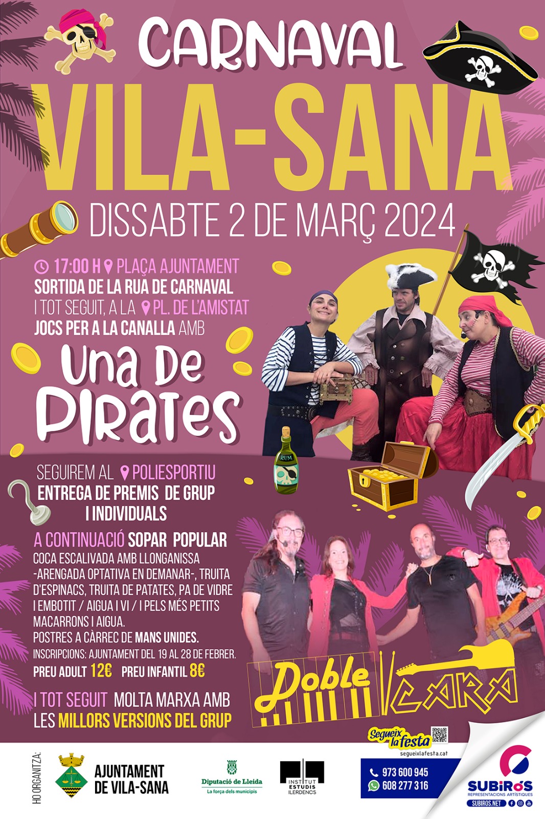 Carnaval vila-sana 2024 (Una de pirates i Doble Cara)  a Vila-Sana 2024- que fer a Vila-Sana- - que fer aquest cap de setmana - que fer avui - agenda cap de setmana - que fer avui amb nens - fire i festes 2024
