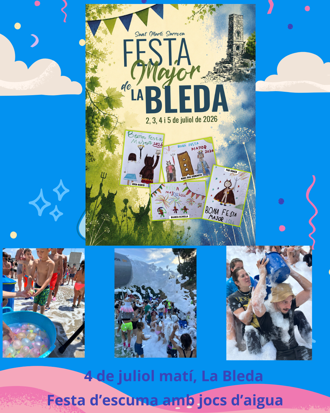Festa d’escuma amb jocs d’aigua