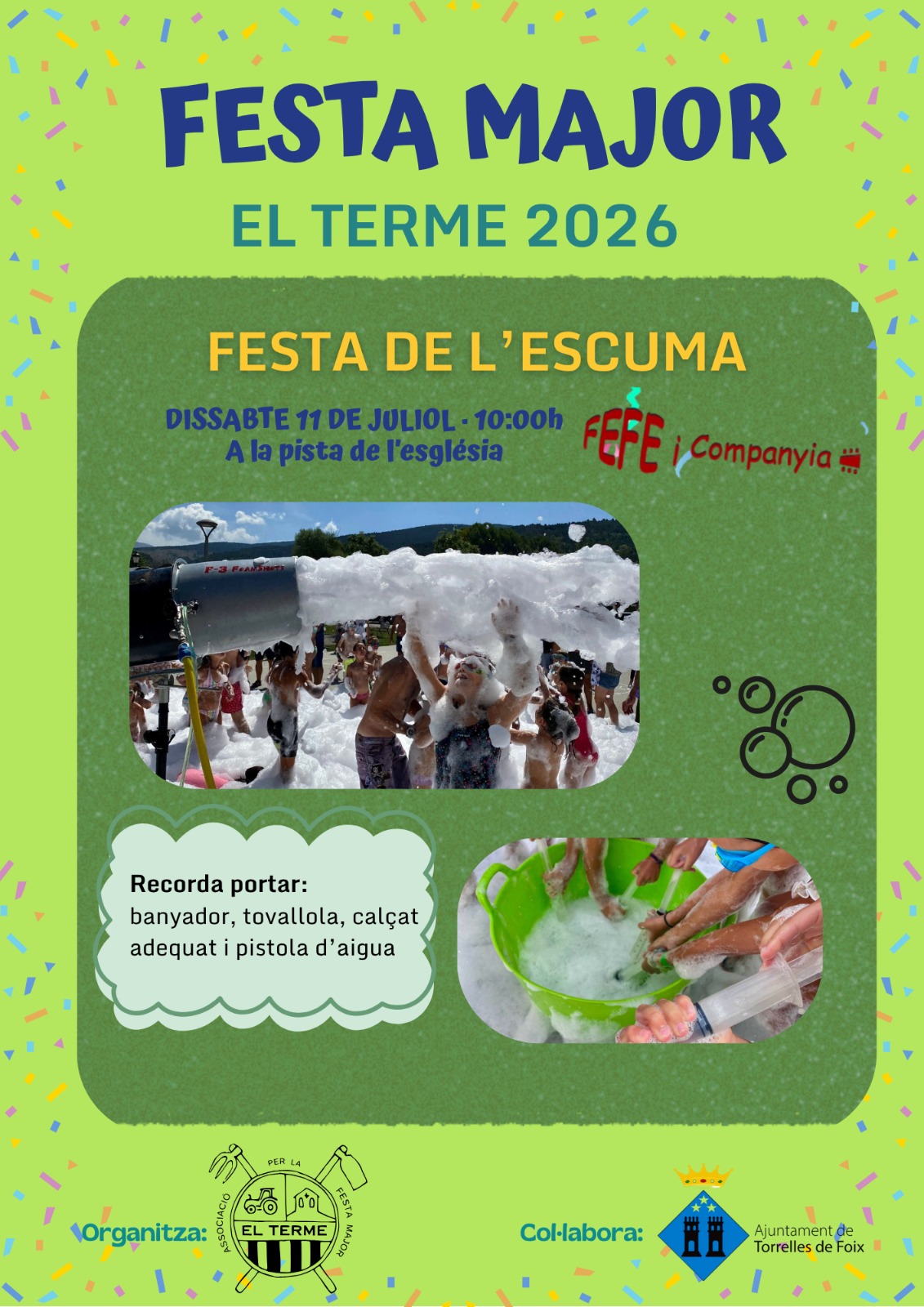 Festa d’escuma amb jocs d’aigua
