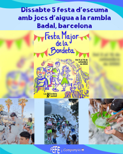 Festa d'escuma amb jocs d'aigua a Barcelona - que fer a Barcelona- festes majors aquest cap de setmana - festes majors 2026  - que fer aquest cap de setmana - ball de festa major - fires i festes 2026
